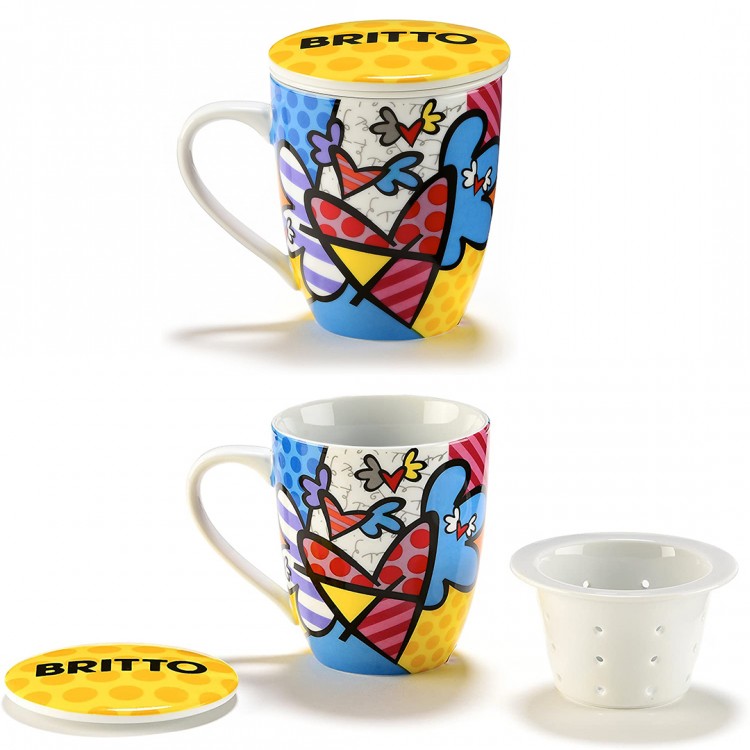 Tazza Tisaniera con infusore e coperchio "Flying Hearts" BRITTO